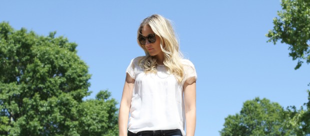 White Blouse with pretty details on CaliCrest.com